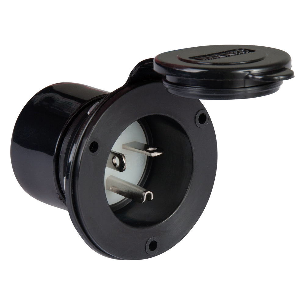 20A 125V STRAIGHT BLADE POWER INLET BLACK