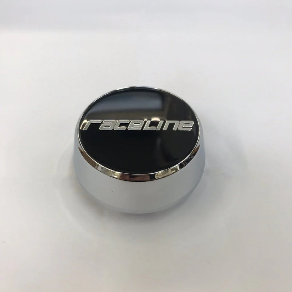 RACELINE GRIP CHROME CAP BASE W RED AND BLACK EMBLEM