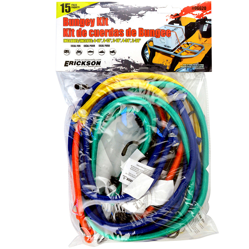 15PK BAG ASSORTMENT OF BUNGEY 10IN13IN18IN24IN30IN STANDARD BUNGEY