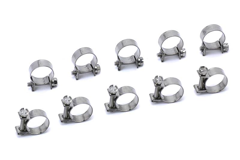 HPS Performance SAE #14 Stainless Steel 5/16 Fuel Injection Hose Clamps 10pc Pack (13mm - 15mm)