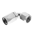 06 90 DEG FEMALE ALUMINUM HOSE END NONSWIVEL CLEAR