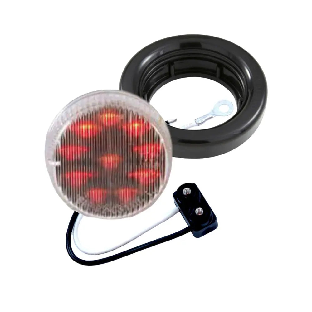 2IN ROUND RED LED CLEAR LENS LIGHT GROMMET PLUG