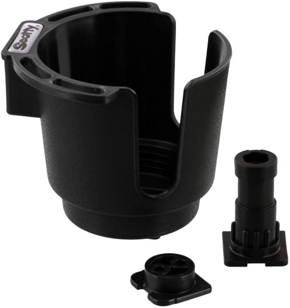 CUP HOLDER W/TWO MOUNTS, BLACK