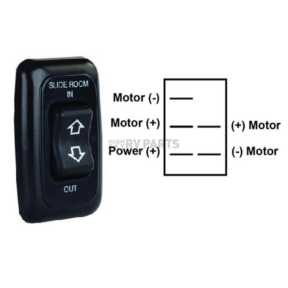 SINGLE SLIDEOUT SWITCH ASSEMBLY W/BEZEL BLACK