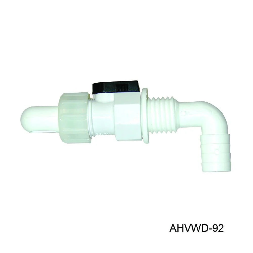 3/4IN BARBED 90 DEGREE ADJUSTABLE AERATOR HEAD WITH SHUTOFF VALVE BLACK
