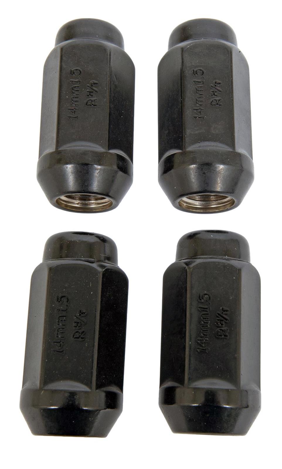 14MM X 1.50 DUPLEX ACORN BLACK CHROME LUGS CLAMSHELL