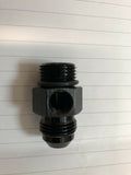 08 AN MALE TO 08 ORB WITH 1/8NPT GAUGE PORT ADAPTER BLACK
