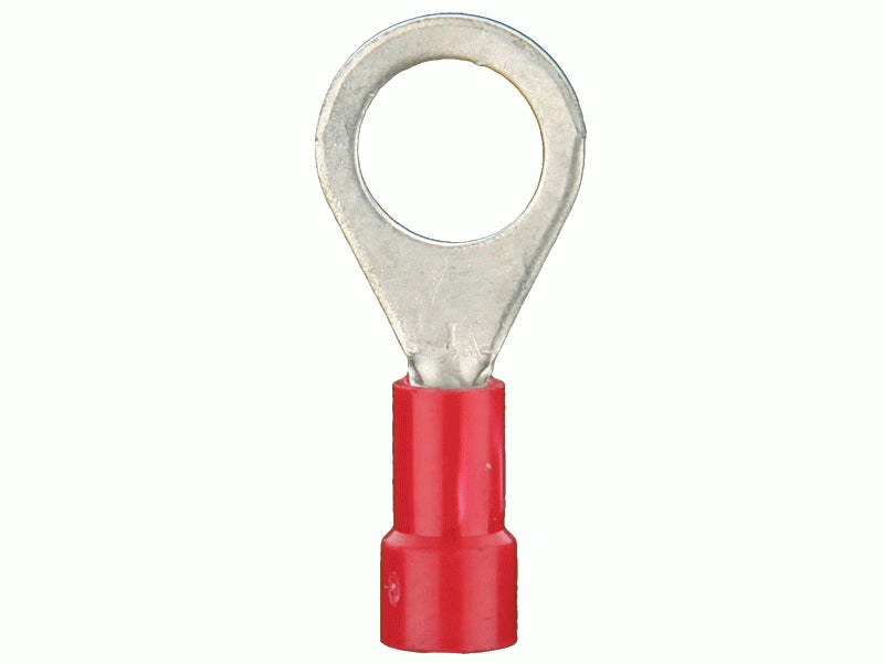 RED VINYL RING TERMINAL 22-18 GAUGE 3/8 INCH PACKAGE OF 100