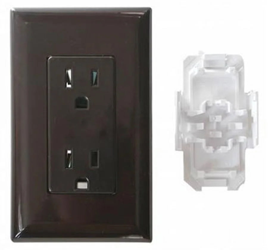 15 AMP DECOR RECEPTACLE WITH COVER BROWN