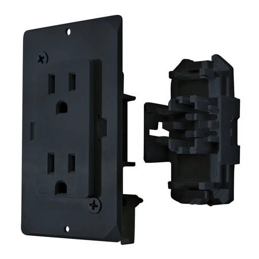 15 AMP DECOR RECEPTACLE WITH COVER BLACK