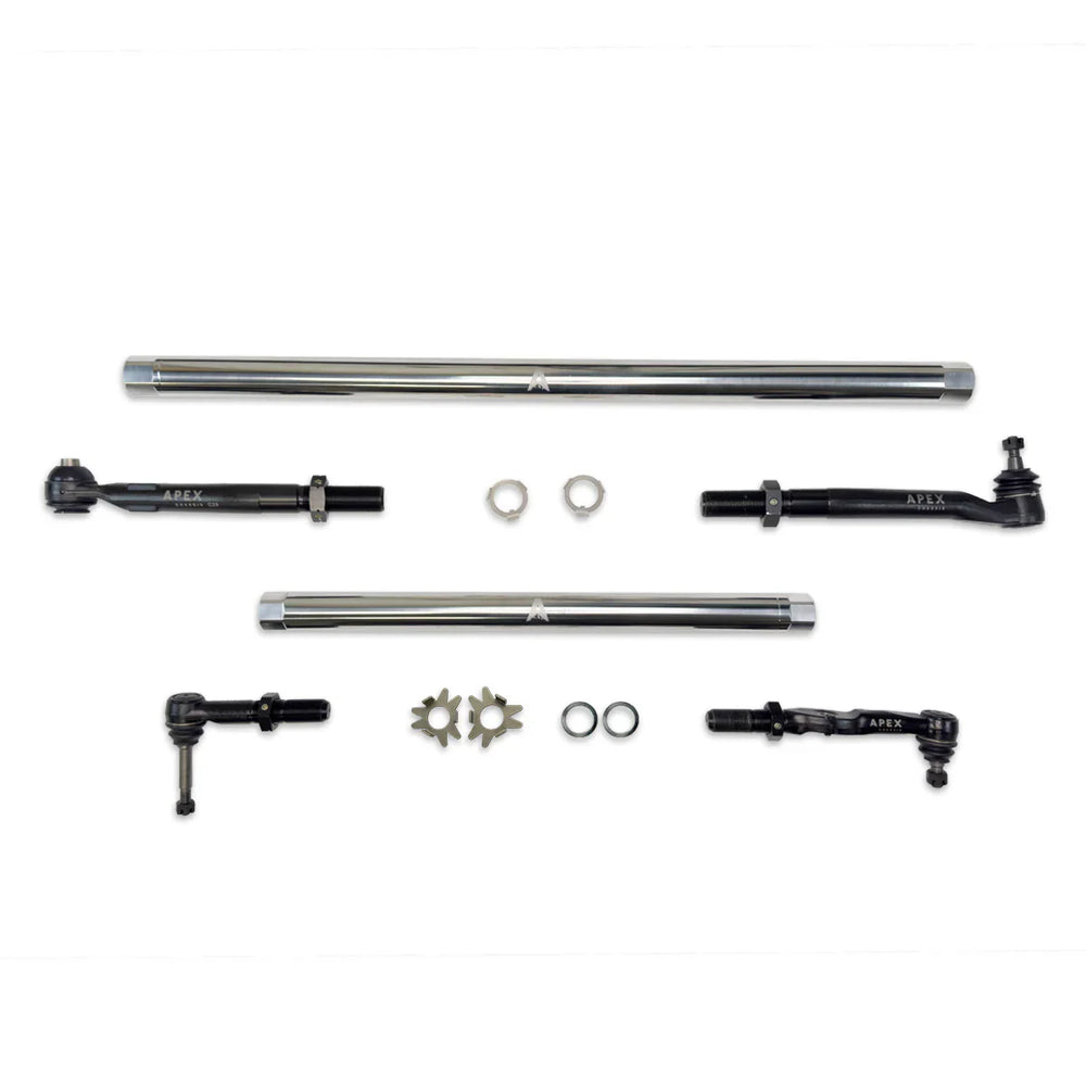 Apex Heavy Duty ProLock Poished Aluminum Tie Rod and Drag Link Assembly Fits: 05-16 F250/F350 Super Duty Apex Chassis KIT370-POL