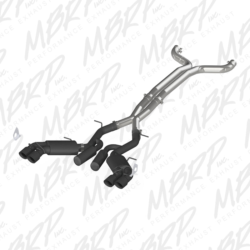 MBRP MBRP 3 Dual Cat Back Quad Tips Street Version Black Coated S7032BLK S7032BLK