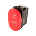This black 2-position rocker switch from Rugged Ridge has a red indicator light.
