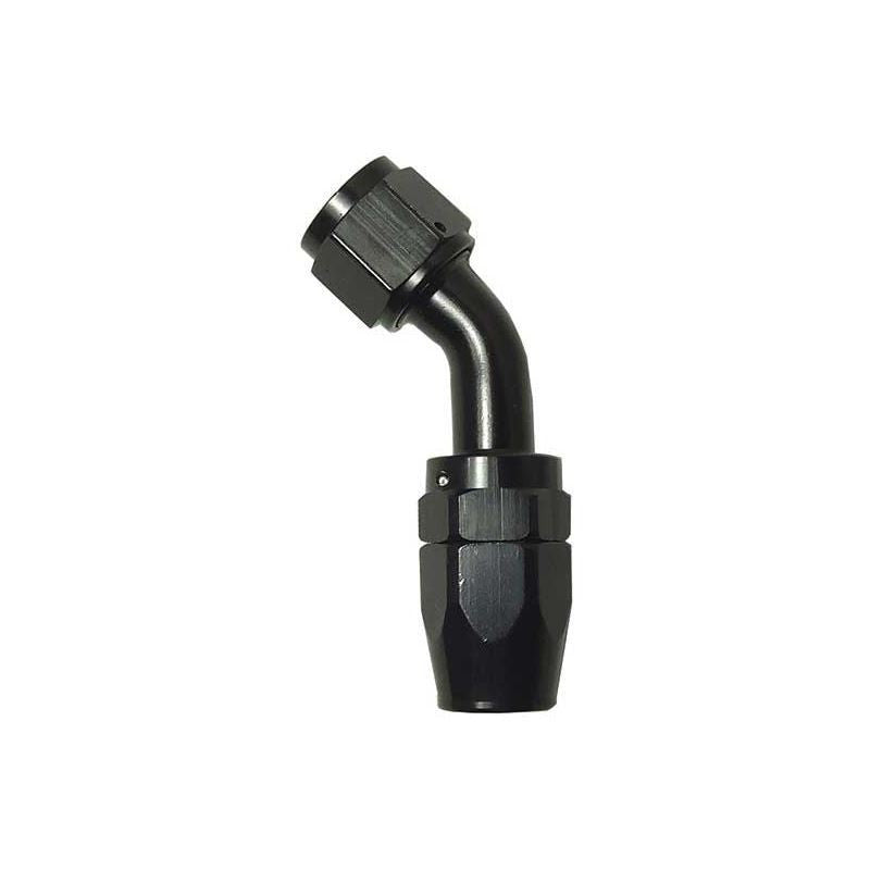 BLACK 45 DEGREE SWIVEL ALUMINUM HOSE END 12AN
