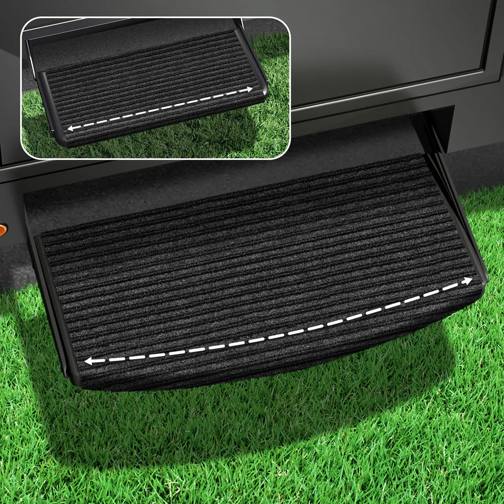 RUGGIDS UNIVERSAL RV STEP RUG 22 IN. WIDE CHARCOAL BLACK