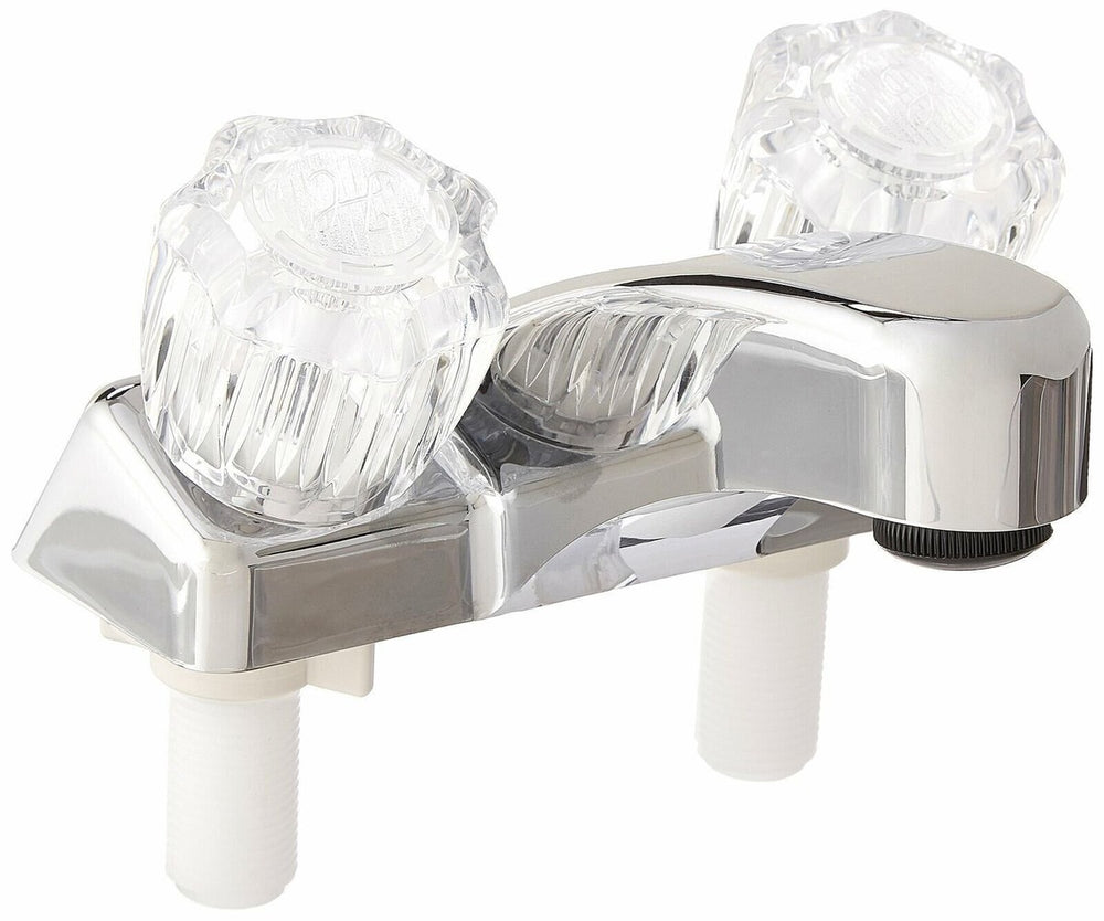 UTOPIA 4IN LAVATORY FAUCET CHROME W/CLEAR HANDLES