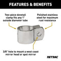 1 IN STAINLESS DOVETAIL MIRROR CLAMP (3/8 IN HOLES)