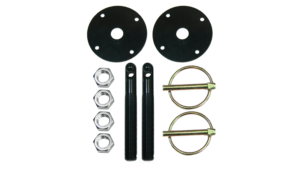 Hood Pin Kit 3/8in Alum Black 2-pack