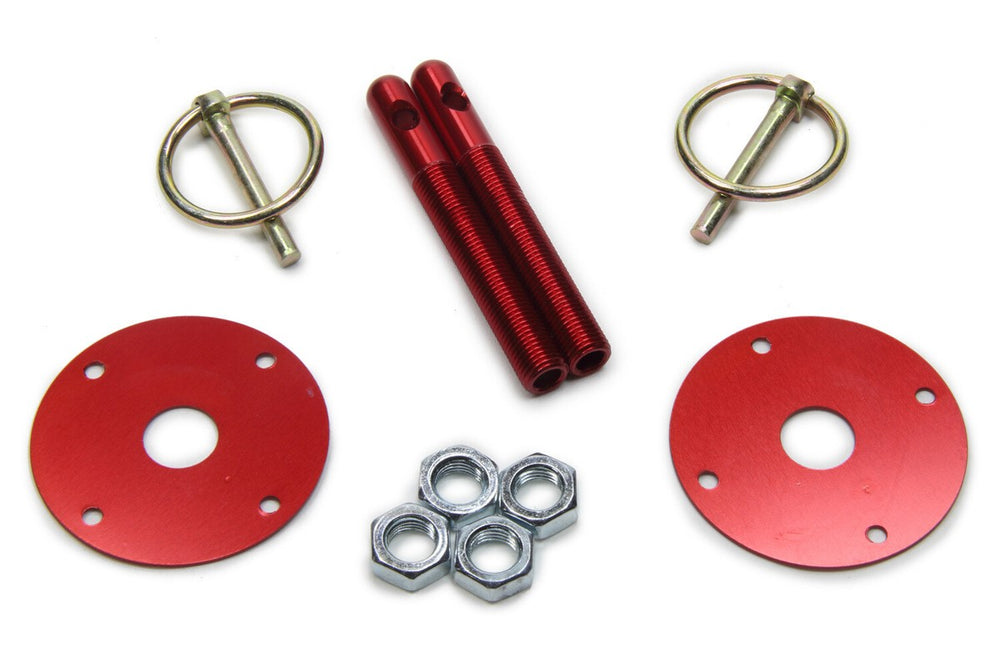Hood Pin Kit 3/8in Alum Red 2-pack