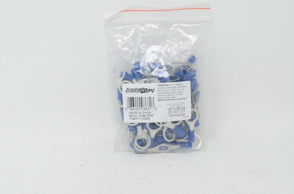 BLUE VINYL RING TERMINAL 16-14 GAUGE 3/8 INCH