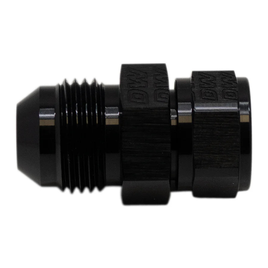 DeatschWerks 8AN Male Flare to Fuel Pump Outlet Barb Adapter (black)