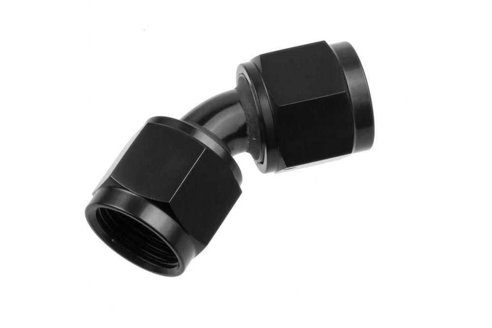 06 FEMALE TO FEMALE AN/JIC FLARE SWIVEL COUPLING 45 DEG RED&BLUE