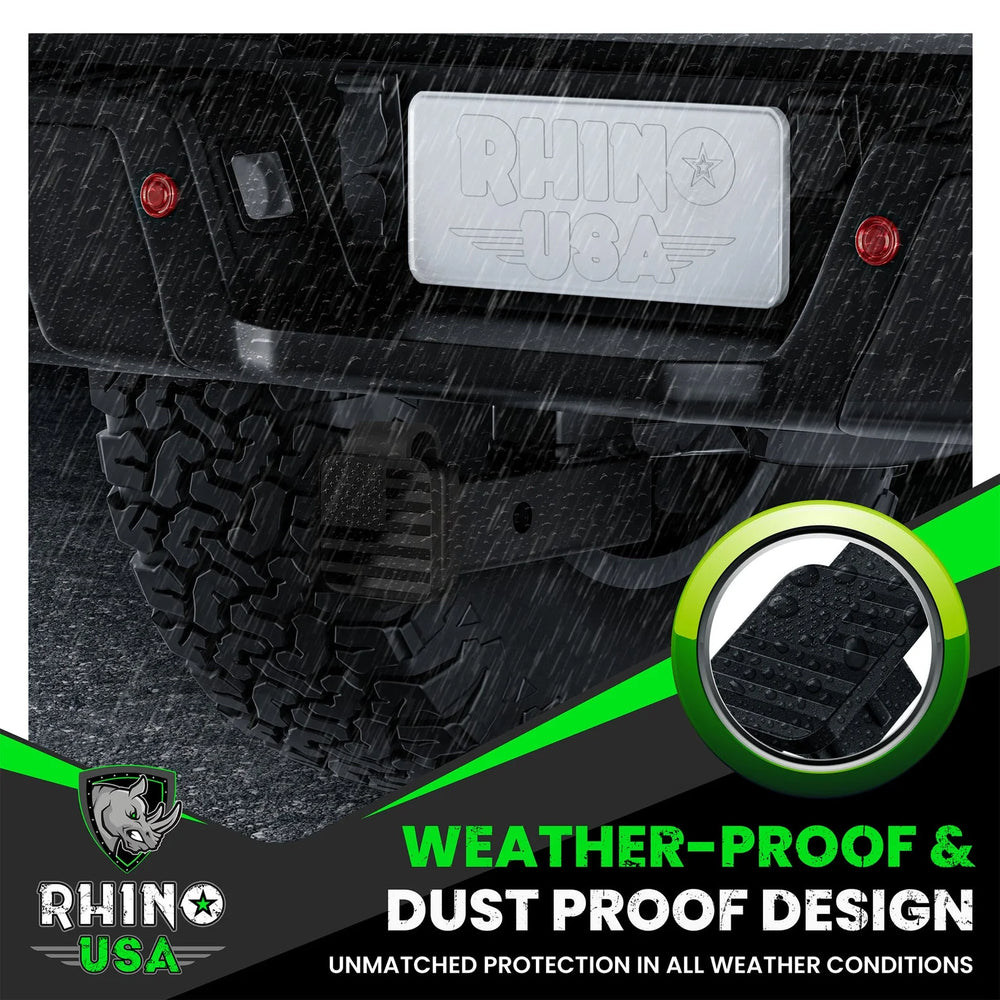 Rhino USA 2In American Flag Hitch Cover - Black