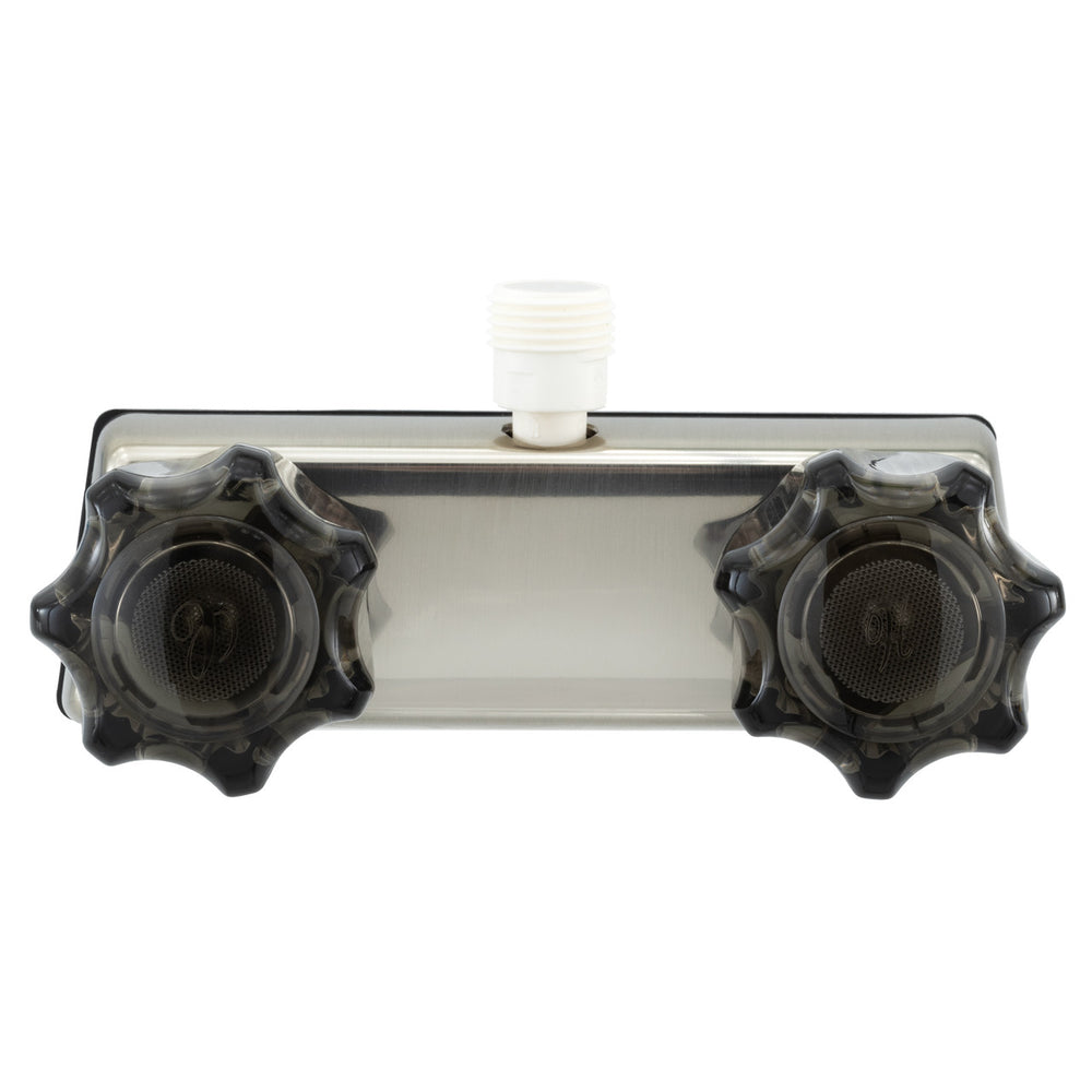 UTOPIA 4IN WHITE SHOWER VALVE SMOKED HANDLES MADE IN USA 5 YEAR WARRANTY