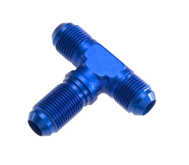 06 MALE AN/JIC BULKHEAD TEE (BULKHEAD ON SIDE) BLUE