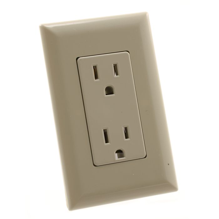 15 AMP DECOR RECEPTACLE WITH COVER IVORY