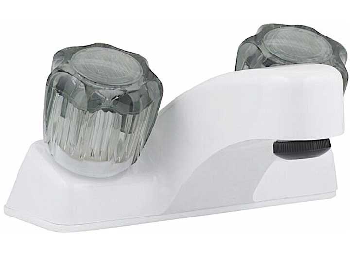 UTOPIA 4IN LAVATORY FAUCET WHITE W/SMOKED HANDLES
