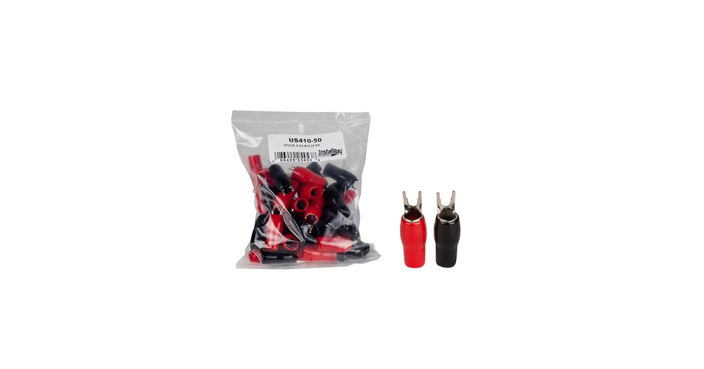 BARRIER SPADE TERMINAL 4 GAUGE #10 NICKEL - 5 RED 5 BLK