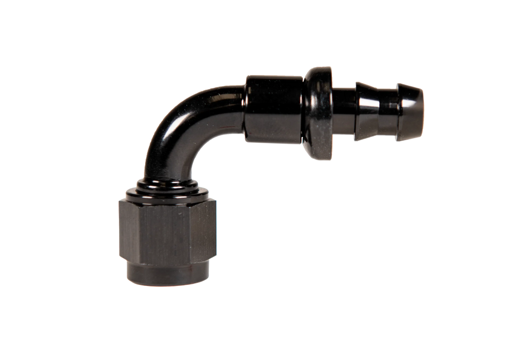 Fleece Performance Universal -8AN 90Deg to Hose Barb - Black