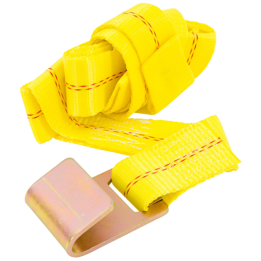 6.5FT X 2IN DOLLIE STRAP YELLOW FLAT HOOKS 2 LBS WLL (6000 LBS BREAK STRENGTH) CLAMSHELL