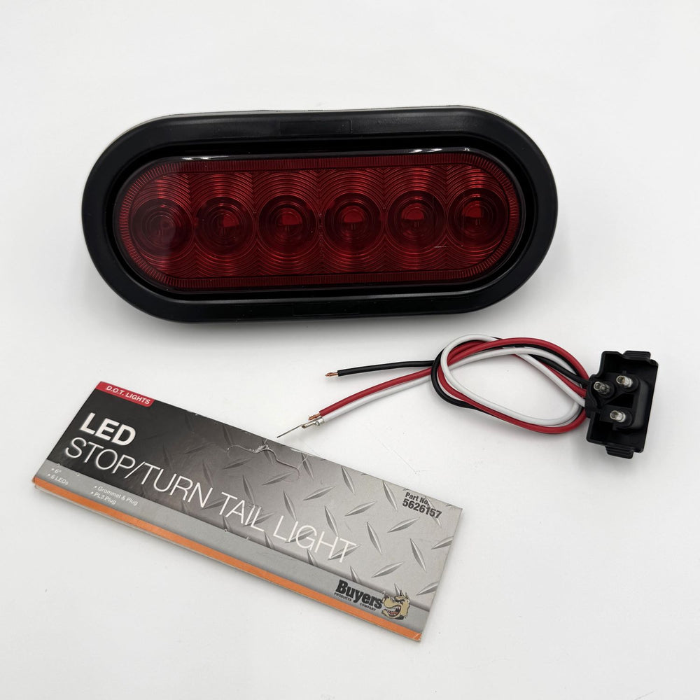 6 INCH RED OVAL STOP/TURN/TAIL LIGHT WITH 6 LEDS KITINCLUDES GROMMET AND PLUG