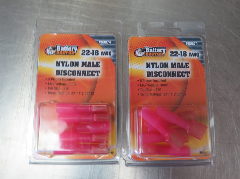 2218AWG NYLON .250 FULLY INSULATED MALE QUICK DISCONNECT 5 PCS