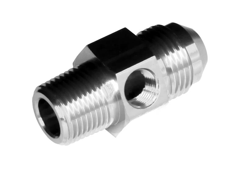 08 MALE AN/JIC TO 04 (1/4) NPT MALE WITH 1/8 NPT HEX CLEAR