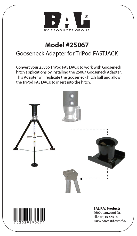 GOOSENECK ADAPTER FOR 25066 TRIPOD FASTJACK