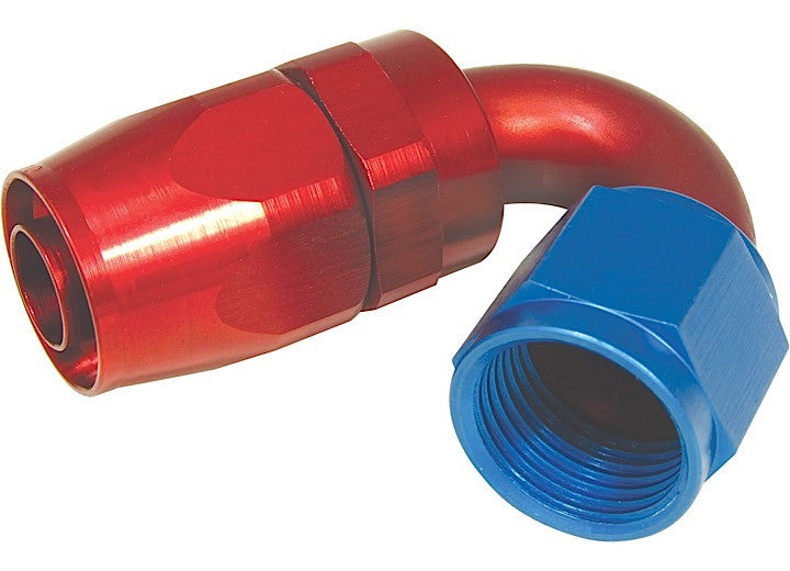 RED/BLUE 150 DEGREE SWIVEL ALUMINUM HOSE END 6AN