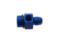 08 AN MALE TO 08 ORB WITH 1/8NPT GAUGE PORT ADAPTER BLUE