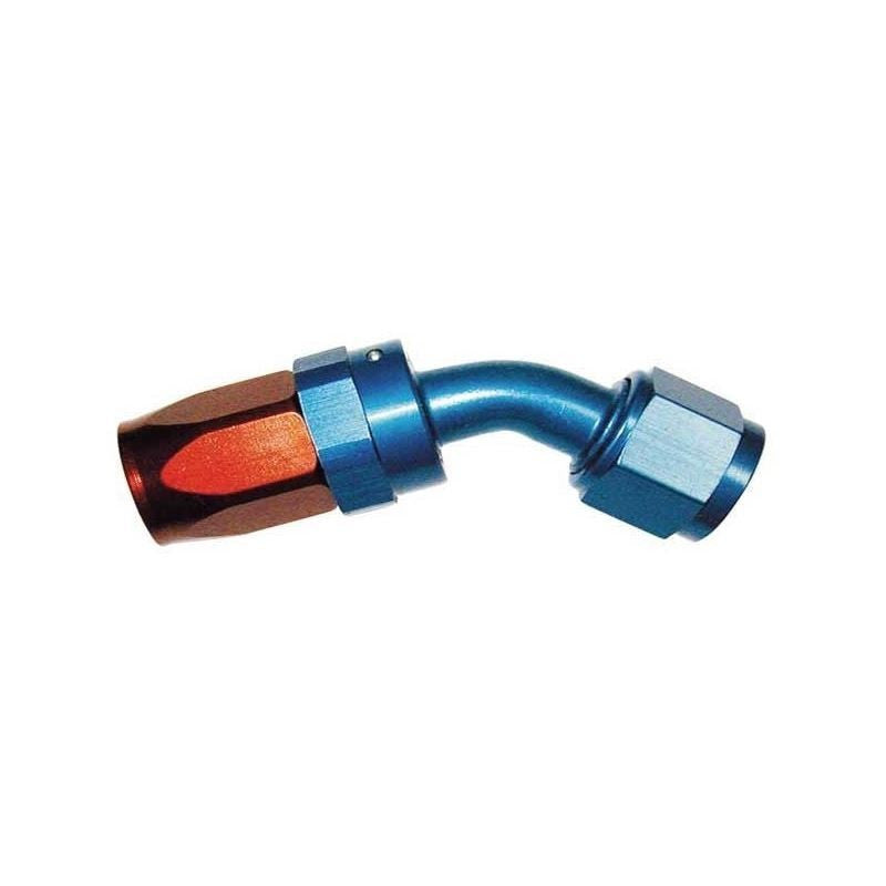 RED/BLUE 45 DEGREE SWIVEL ALUMINUM HOSE END 10AN