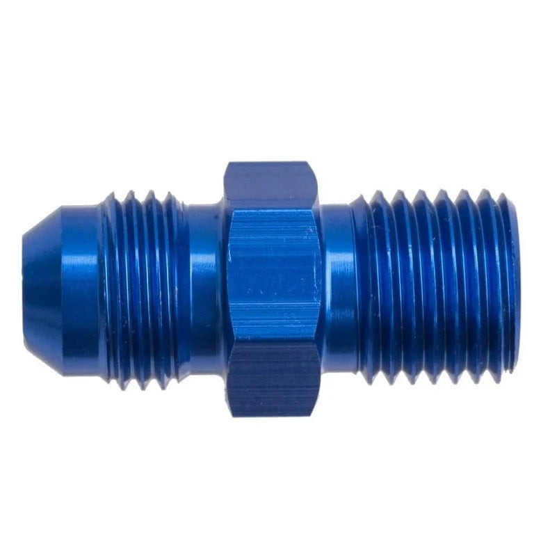10 MALE AN/JIC FLARE TO M12X1.5 INVERTED ADAPTER BLUE