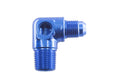 06 AN MALE TO 1/4 IN NPT MALE ADAPTER WITH 1/8 IN NPT PORT90DEGBLUE