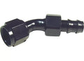 BLACK 45 DEGREE PUSHLOC FULL SWIVEL HOSE END 6AN
