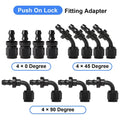 BLACK 45 DEGREE PUSHLOC FULL SWIVEL HOSE END 6AN