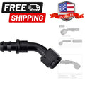BLACK 45 DEGREE PUSHLOC FULL SWIVEL HOSE END 6AN