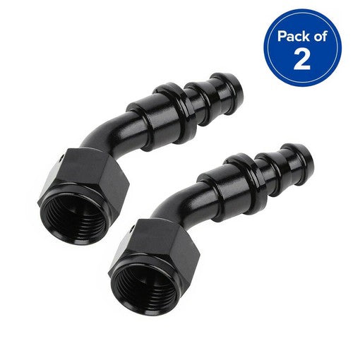 BLACK 45 DEGREE PUSHLOC FULL SWIVEL HOSE END 6AN