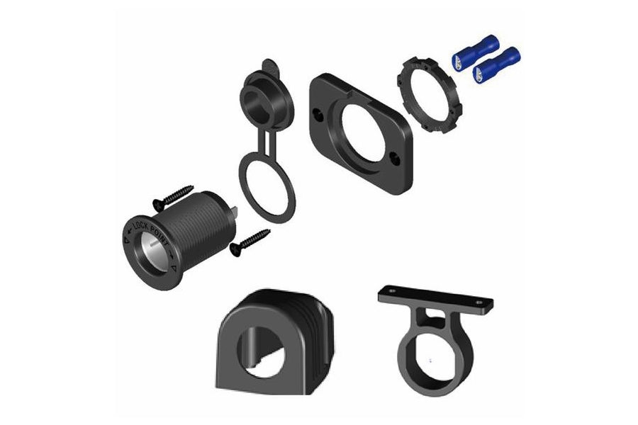 12v Power Socket 20A with cover AND 3 Mounting Brackets