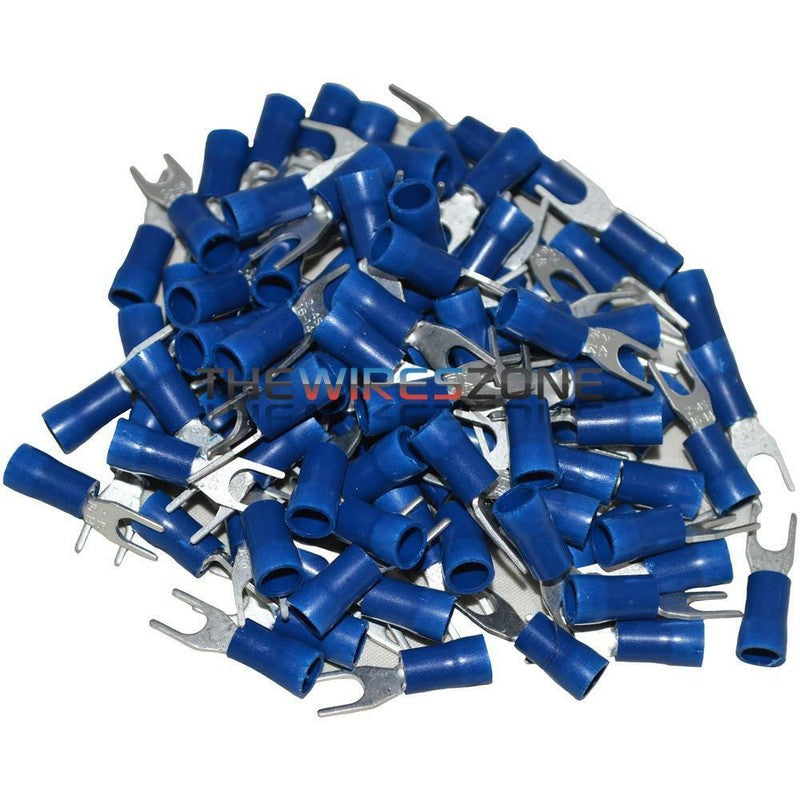 BLUE VINYL SPADE TERMINAL 16-14 GAUGE #8 PACKAGE OF 100