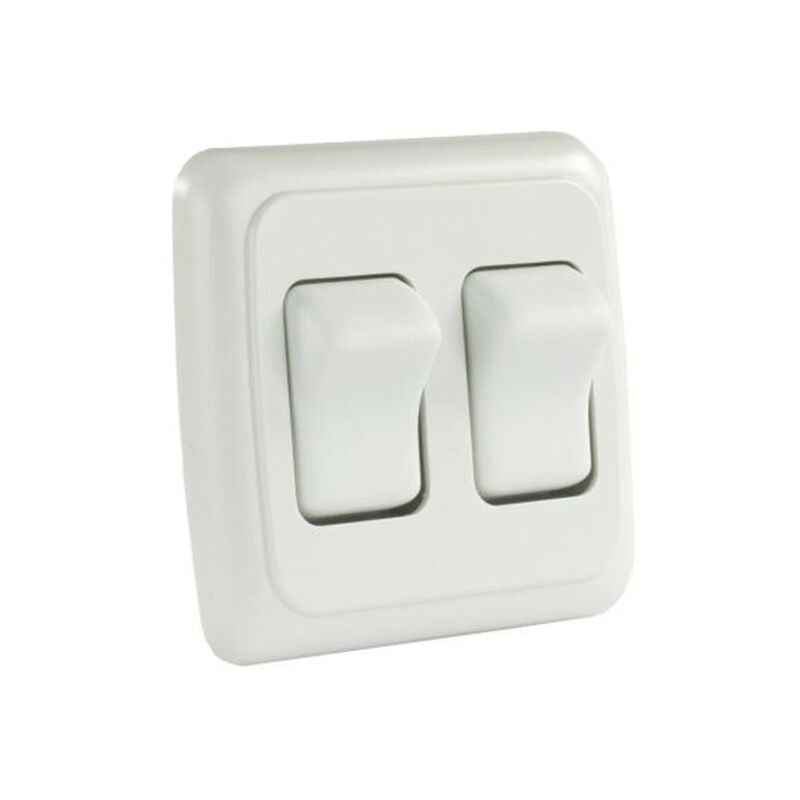 DOUBLE ROCKER SWITCH ASSEMBLY W/BEZEL WHITE